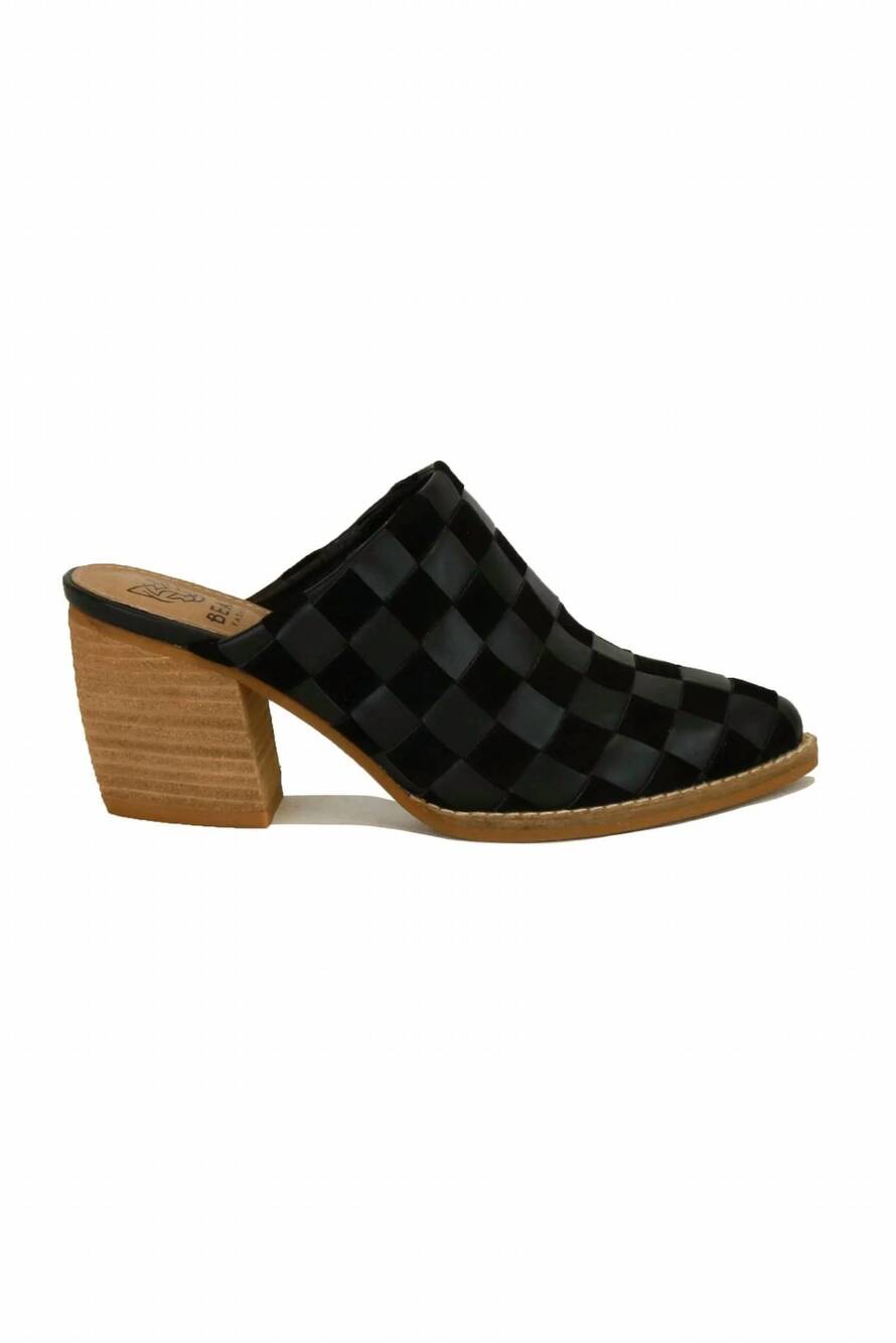 NEW BEAST FASHION women's angela checkerboard mule in black